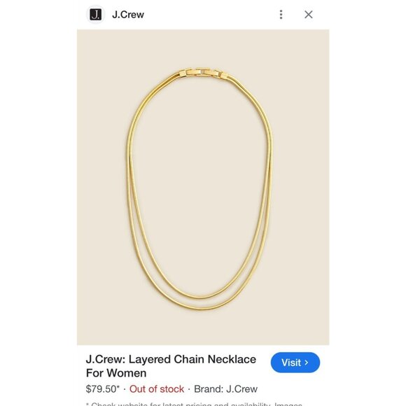 NWT J. Crew Double Layered Gold-Tone Snake Chain Necklace - Picture 4 of 9